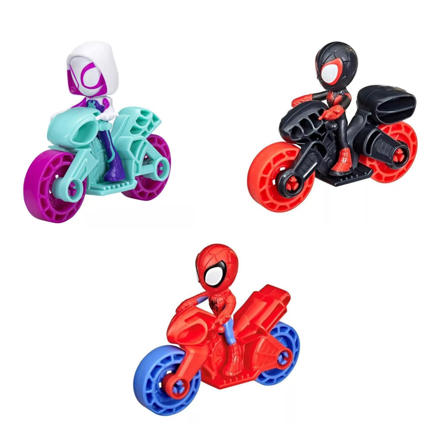 Spidey and His Amazing Friends Racing Toys Set - 3 Piece Bundle with Spiderman Racing Pull Back Action Vehicles Plus Stickers, More | Spidey