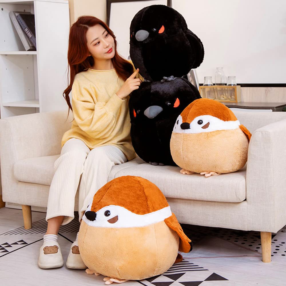 Sparrow Plush Toy 17.8inch Large Fat Bird Plushie Doll Cute Ball Soft Throw Pillow Funny Animal Form Plush Stuffed ToyCushion Kids and Adults Gift