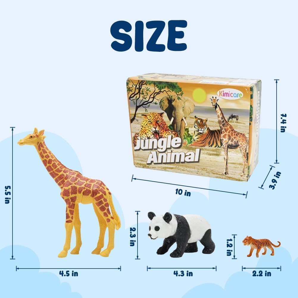 24Pcs Safari & Zoo Animals Figures, Realistic Plastic Animal Toys Set for Kids 1 2 3, Educational Jungle Animals Figures Playset, Party Supplies