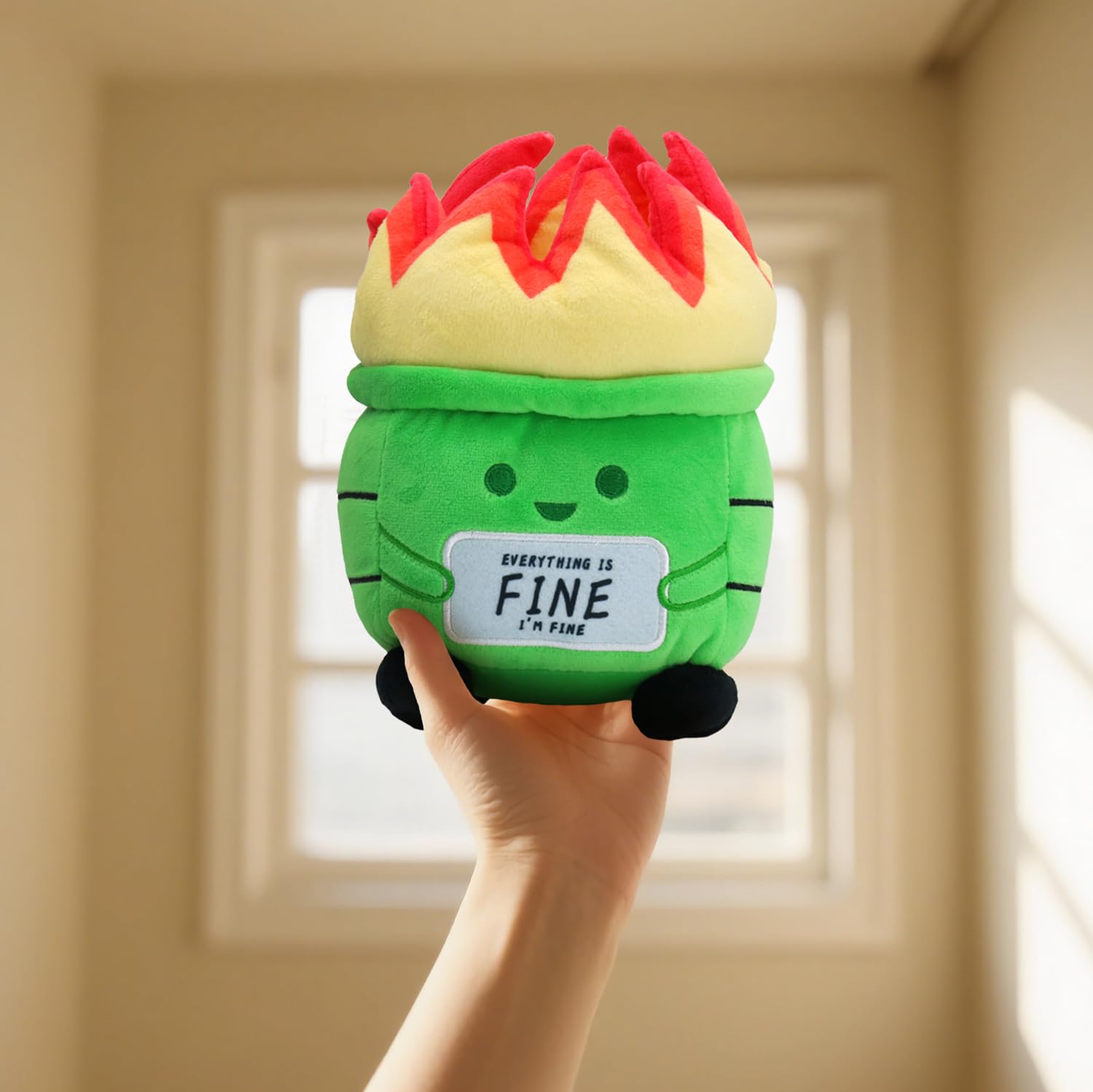 BEEPEACH 8 inch Everything is Fine Dumpster Fire Plush Toy Soft Stuffed Doll Funny Plushies for Home Decoration