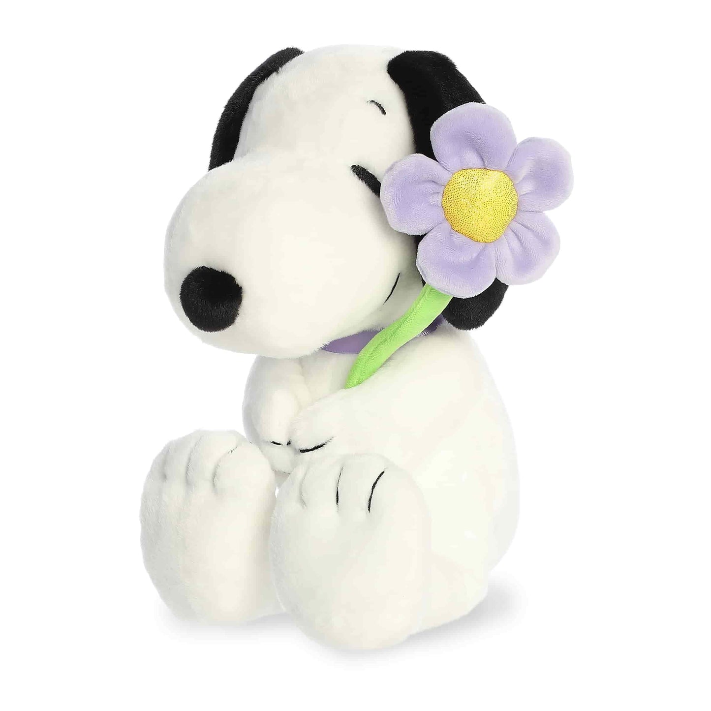 Aurora Adorable Peanuts Snoopy Stuffed Animal - Officially Licensed Toys For All Snoopy Fans - Seasonal Plush For The Spring Season - Purple Flower 9