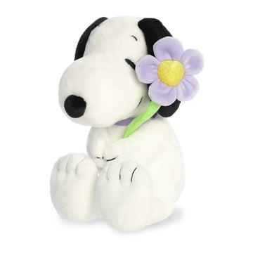 Aurora Adorable Peanuts Snoopy Stuffed Animal - Officially Licensed Toys For All Snoopy Fans - Seasonal Plush For The Spring Season - Purple Flower 9