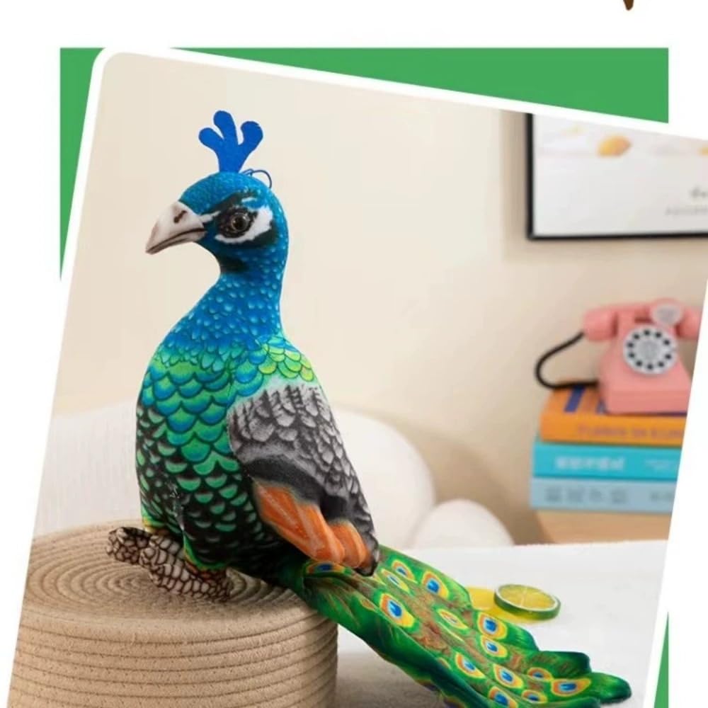 Xshelley 9.8inch Realistic Peacock Plush Toy,Cute Peacock Stuffed Animal Doll Peacock Plush Birthday Gift Home Decoration