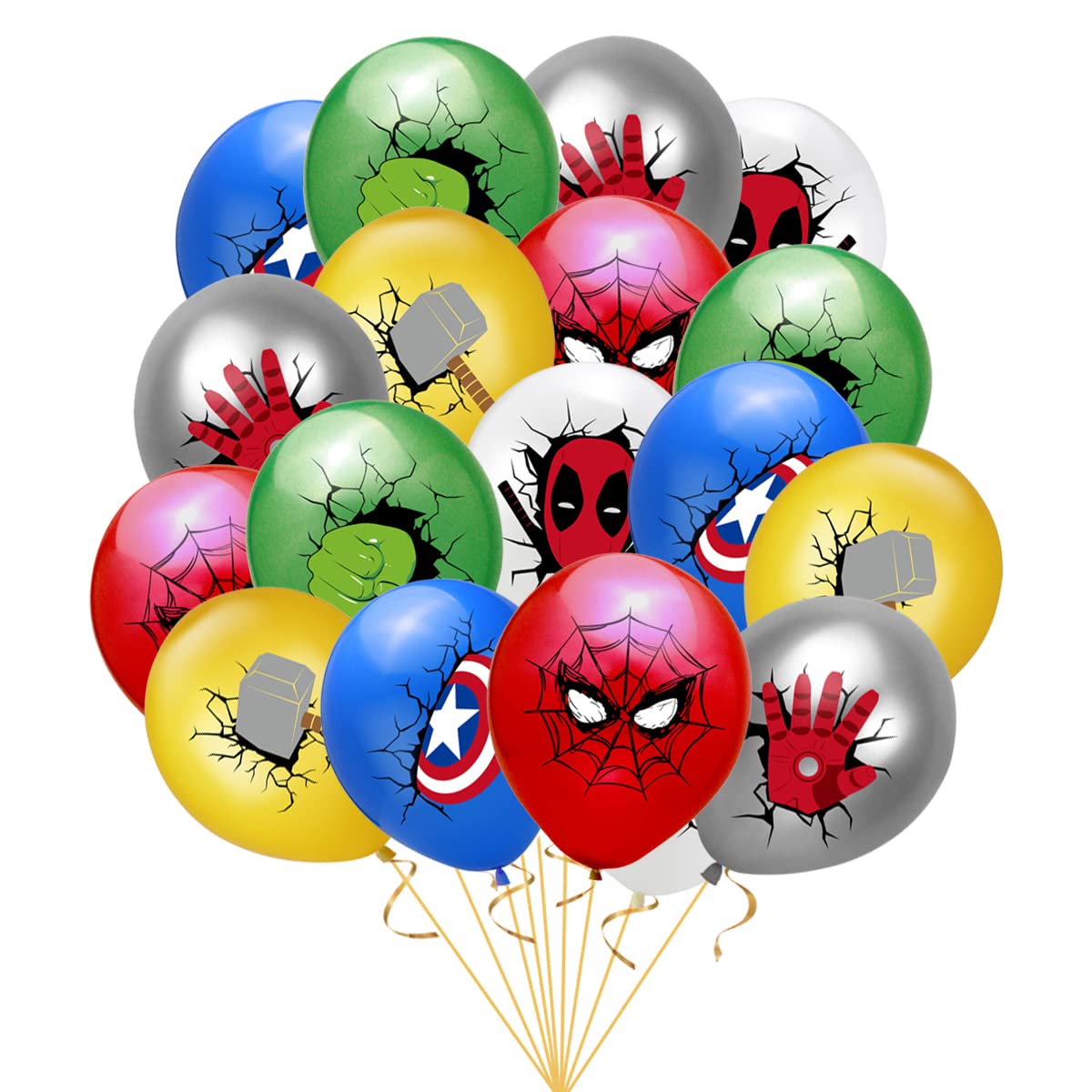 RBJHDRHD 36Pcs Balloons for Super Heroes Birthday Party Supplies, Includes 6 Styles Printed Ideal for Super Cartoon Heroes Party Decorations Favors