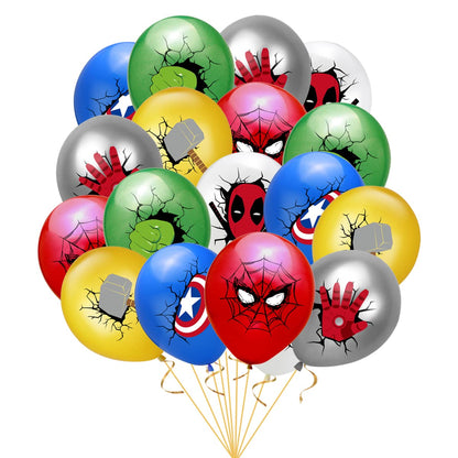 RBJHDRHD 36Pcs Balloons for Super Heroes Birthday Party Supplies, Includes 6 Styles Printed Ideal for Super Cartoon Heroes Party Decorations Favors