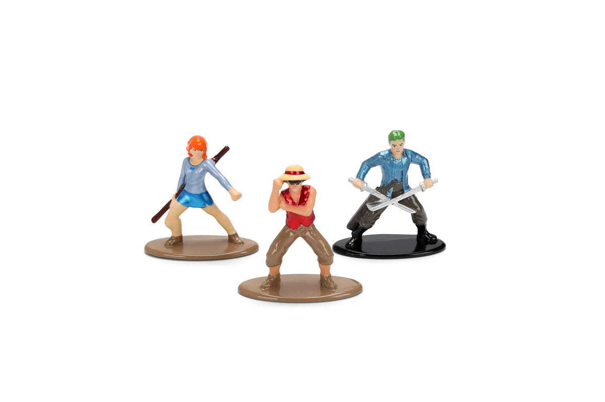 Jada Toys One Piece Netflix Luffy Nami Zoro Nano Metalfigs 3-Pack Die-Cast Figures Set Series 1