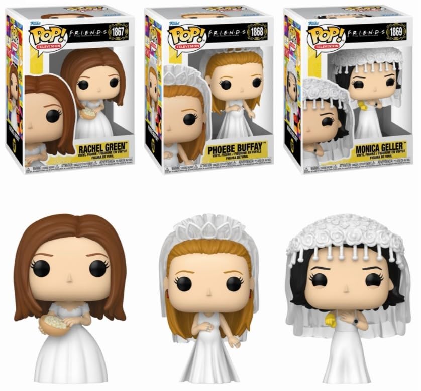Funko Pop! Friends Wedding Dress Complete Set, Rachel Green Phoebe Buffay Monica Geller, Vinyl Figures #1867-1869, Set of 3
