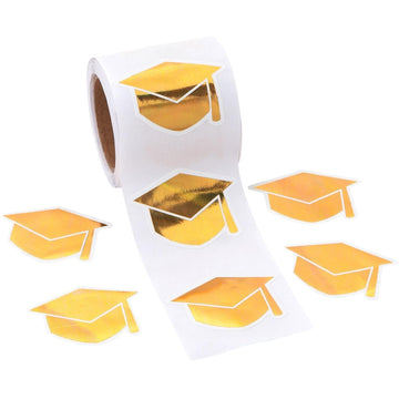 Graduation Mortarboard Sticker Roll - 100 Pieces