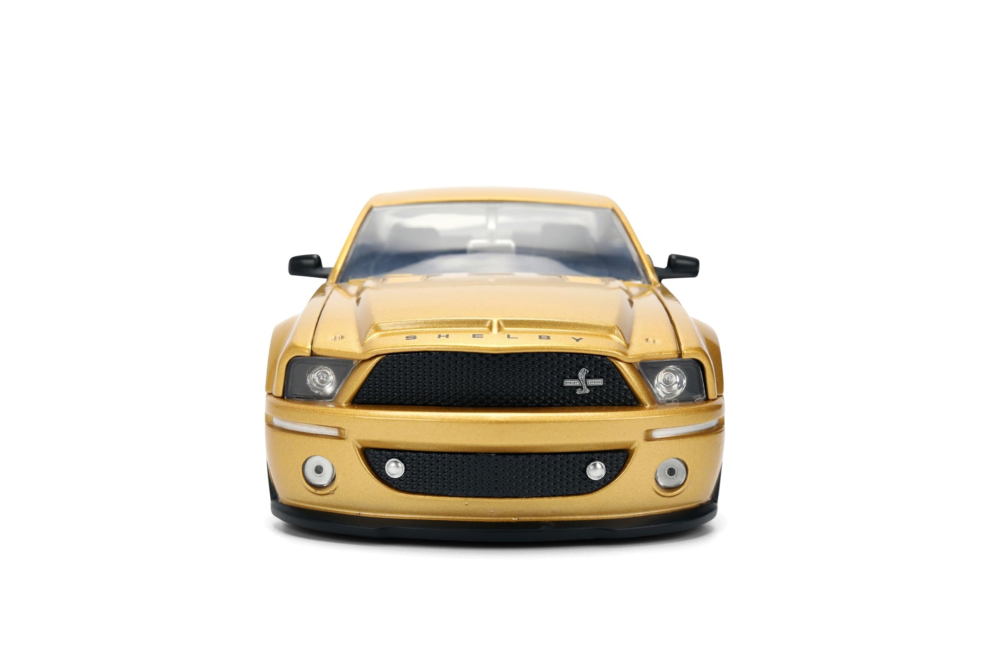 Jada Toys Bigtime Muscle 1:24 2008 Ford Shelby GT-500KR Die-cast Car - Opening Doors, Hood, Trunk, Rubber Tires(Gold Black)