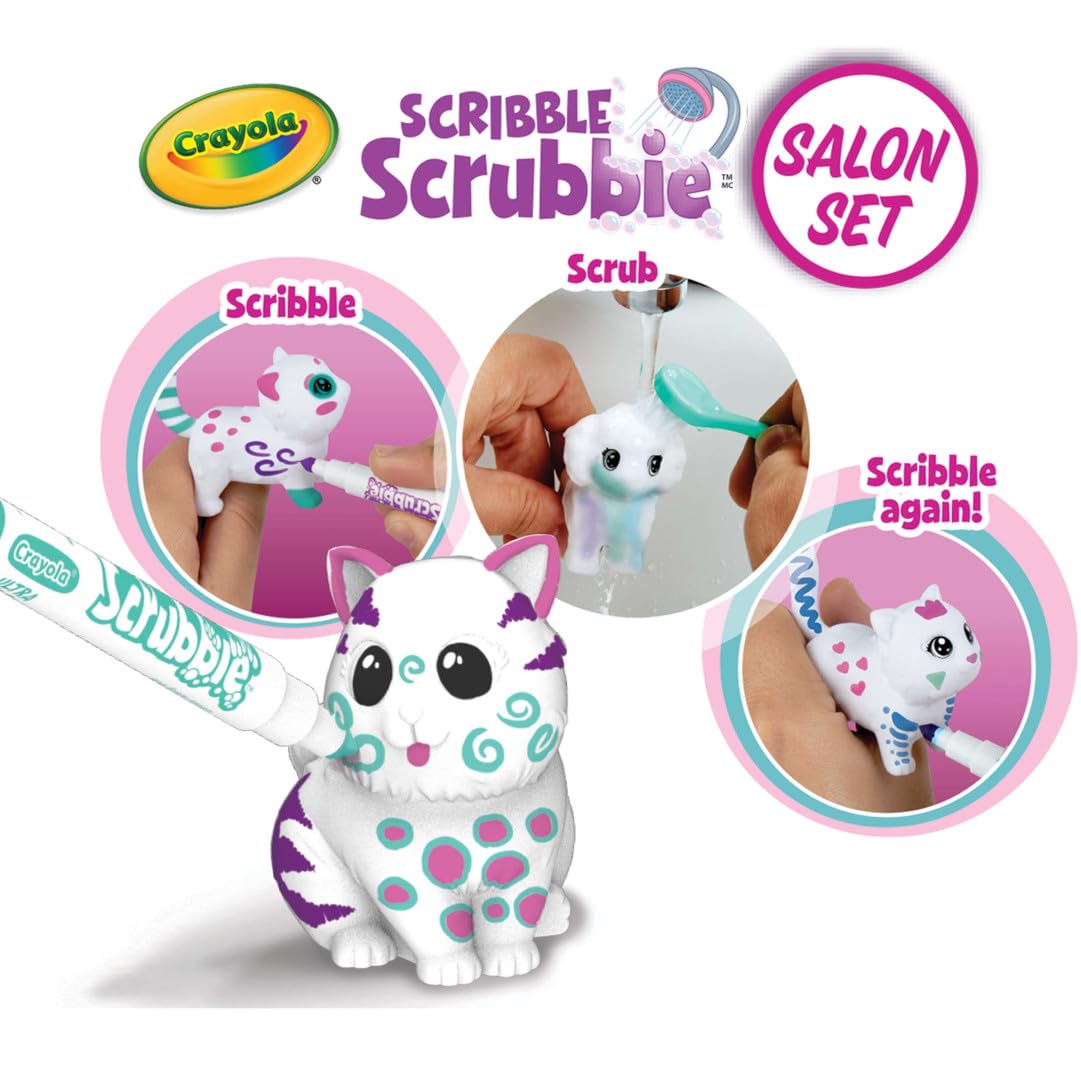 Crayola Scribble Scrubbie Pets, Beauty Salon Playset with Toy Pets, Gift for Kids