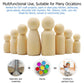 Abnaok 50 Pack Unfinished Wooden Peg Dolls, Peg People, Doll Bodies, Wooden Figures, Decorative Peg Doll People for Kids DIY Art Craft, Painting, Peg