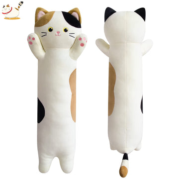 JEROKUMI Calico Cat Long Plush Pillow - 22" Soft Cat Body Pillow, Cuddly Stuffed Animal Plushie, Cute Plushies Kawaii Birthday Gift for Cat Lovers