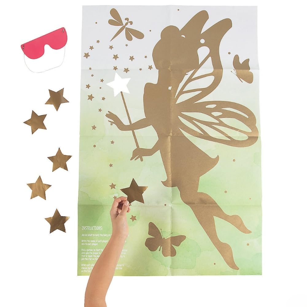 Fun Express Pin The Wand on The Fairy Game Classic Party Game for Kids Includes Game Board Wands Blindfold & Instructions Perfect for Fairy-Themed