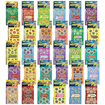 Dr. Stinky's Scratch N Sniff Stickers 30-Pack- Strawberry, Apple, Banana, Pizza, Garbage, Cherry, Birthday Cake, Chocolate, Cotton Candy, Campfire