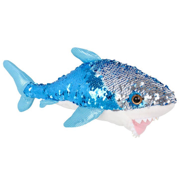 Rhode Island Novelty Cuddly Sequin Great White Shark, Soft Marine Life Stuffed Animal for Kids, 10 Inch
