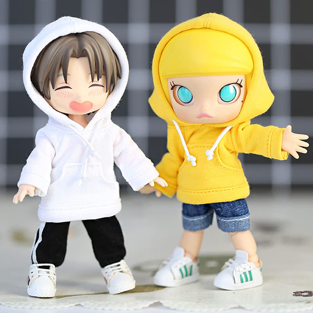 XiDonDon Doll Clothes Sports Hoodie for Ob11, GSC, YMY, BODY9, Molly, 1/12 BJD Doll Toys Accessories (Yellow)