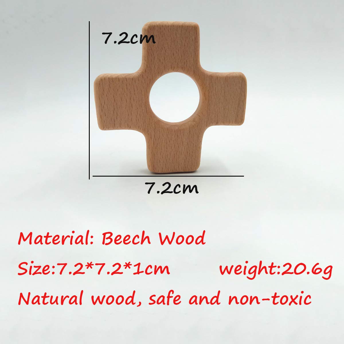 10pcs Natural Wooden Cross Montessori Toy Pendant Pure Natural Beech Wood Animal Plus Shape for Handmade Necklace/Bracelet Accessory (Cross 10pcs)