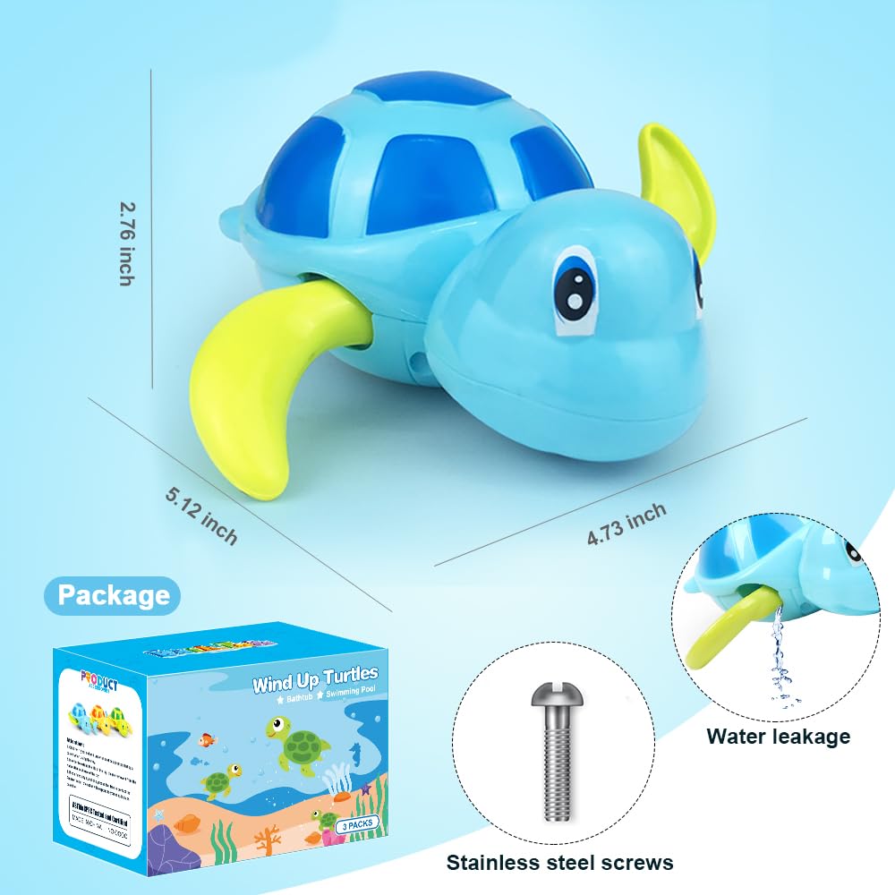 Bath Toys for Toddlers 1 2 3 4 5 Years Old,Pool Toys for Kids,Baby Funny Wind Up Swimming Turtle Bath Toy,Cute Floating Bathtub Water Toys,Gift