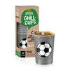 Steel Chill Cups 16 oz. Reusable Party Cups, Soccer, Green, 12 Count
