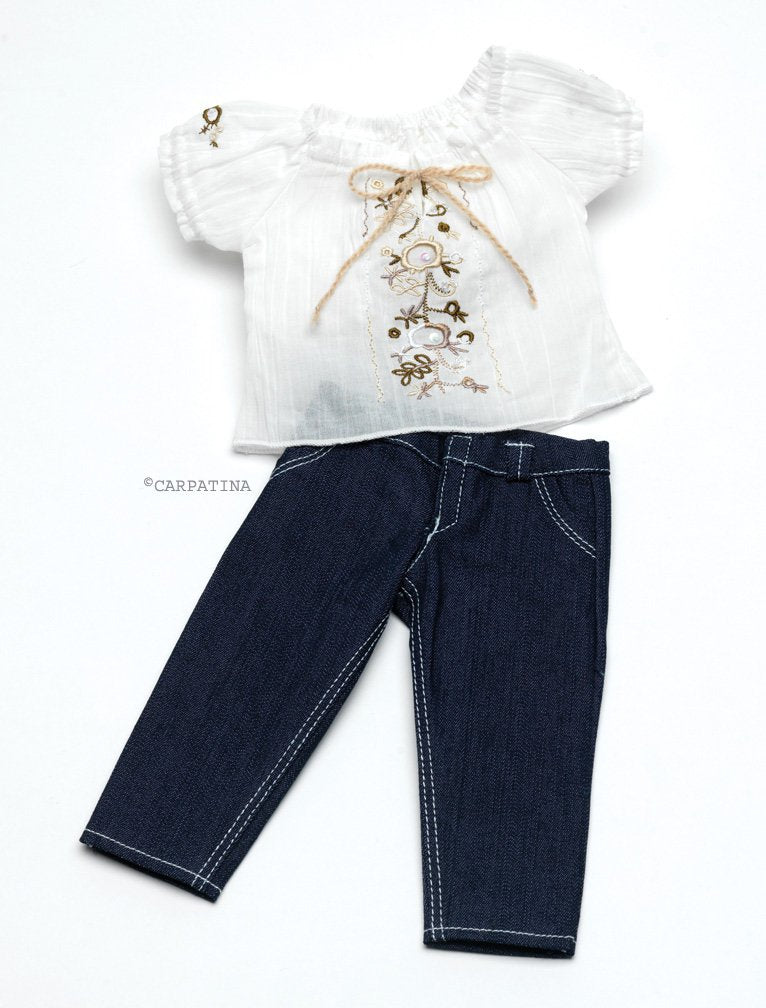 Chic Jeans & Peasant Blouse - Fits 18" American Girl Dolls