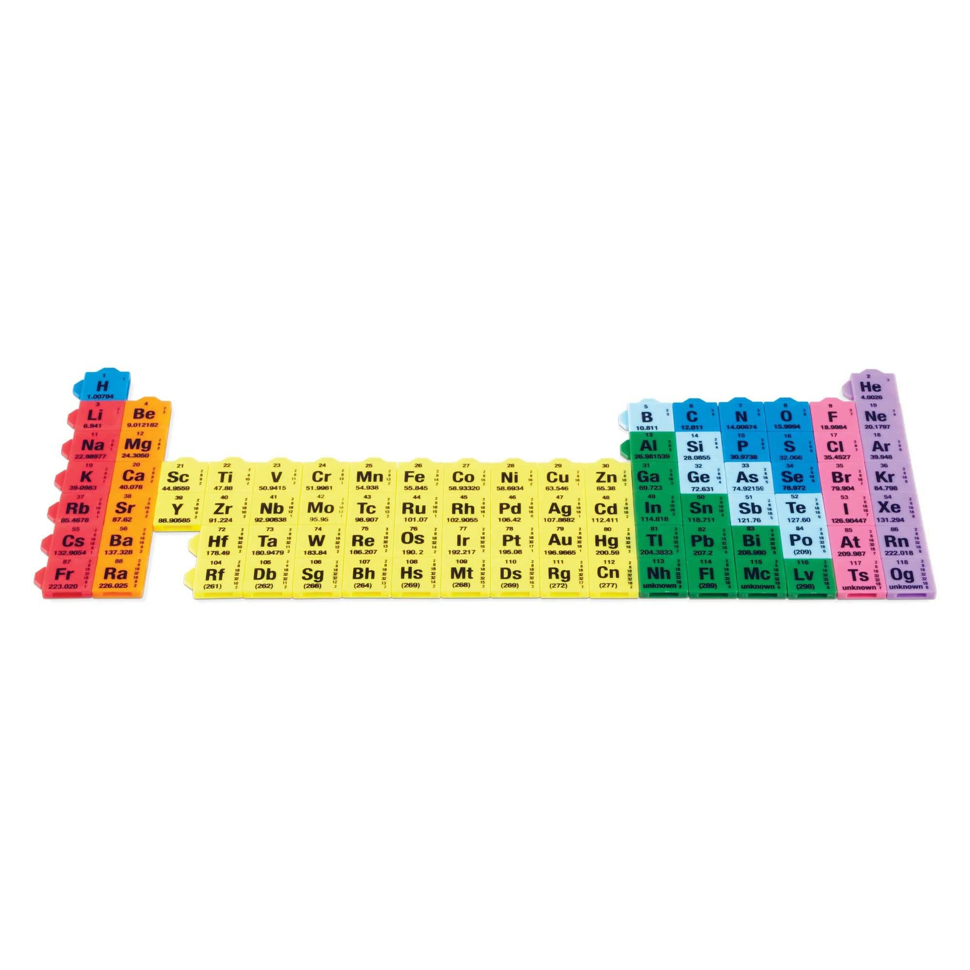 hand2mind Connecting Color Tiles Periodic Table for Kids Ages 10-13, Learn About Elements and Chemistry at Home, Atomic Number, Symbol, Weight,