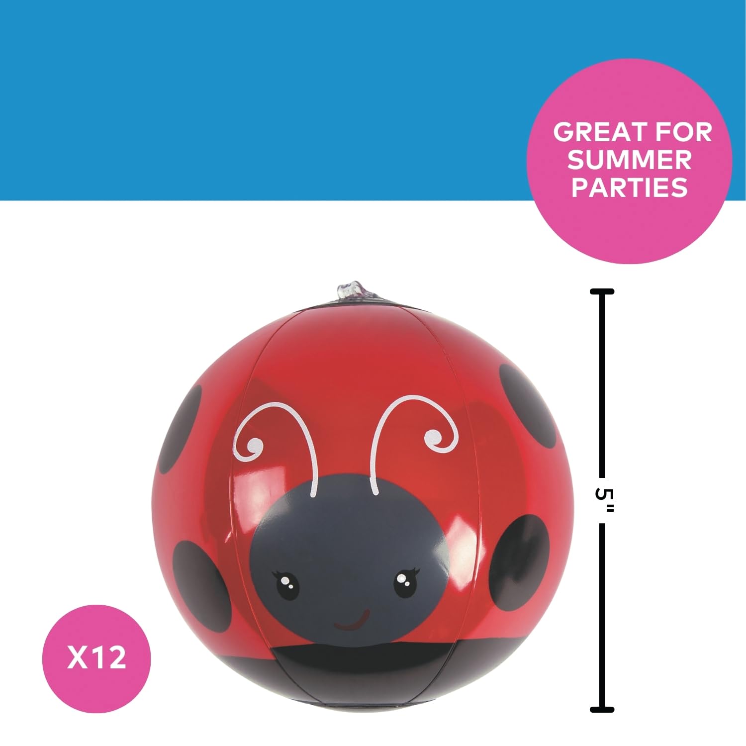 Fun Express Mini Ladybug Beach Balls Bulk 12 Pack