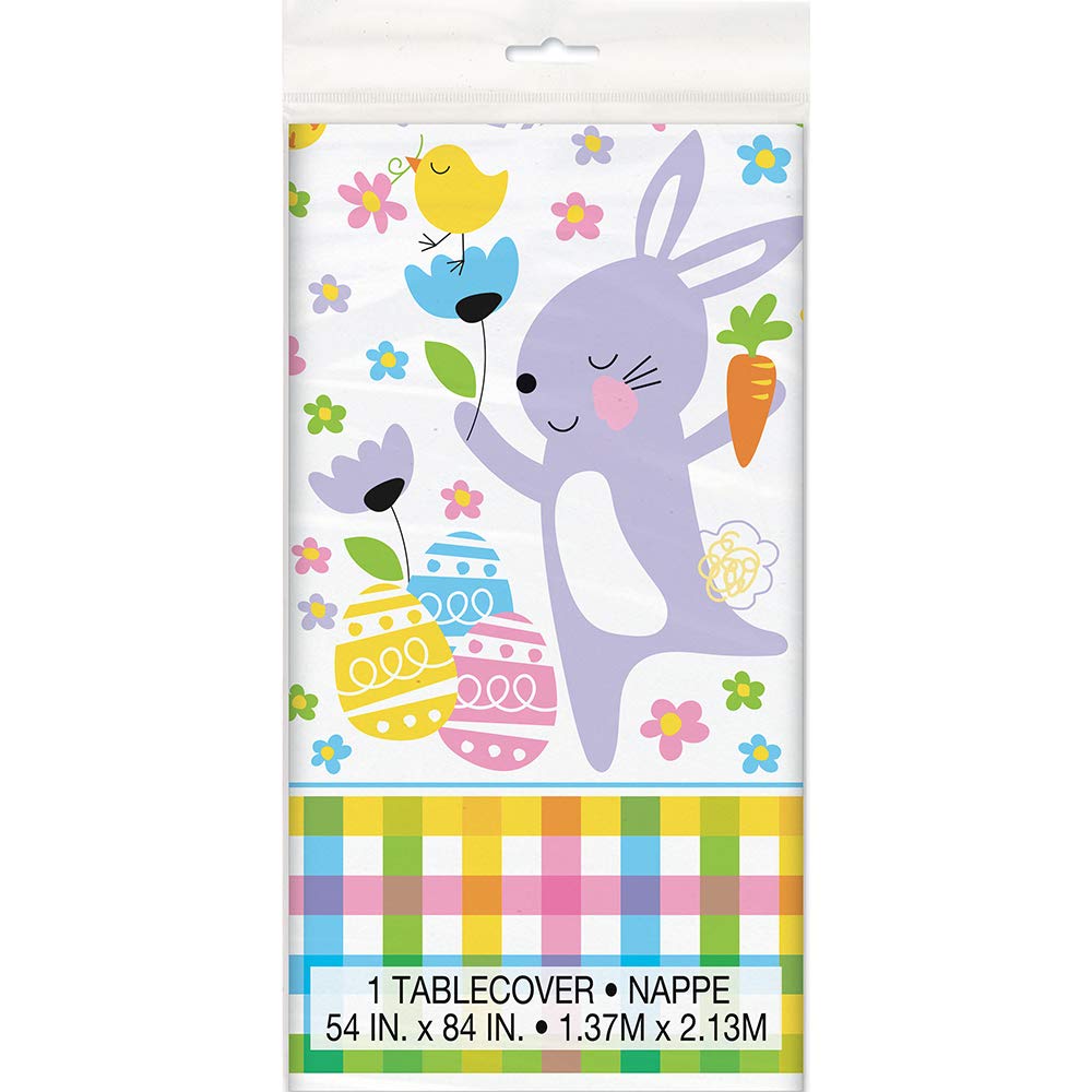 Colorful Plaid Easter Rectangular Plastic Table Cover | 54" x 84" | 1 Pc