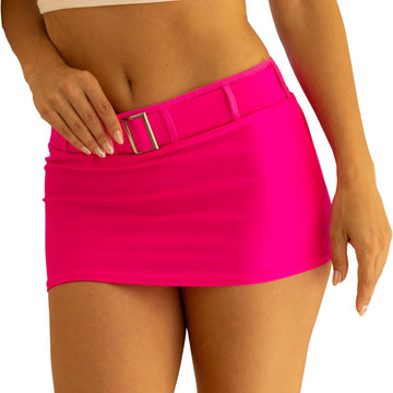 Pin Up Doll Low Rise, Stretchy, Belted Mini Skirt, Flirty and Fun, Mini Skirts for Women, Women's Low Rise Micro Mini Skirt