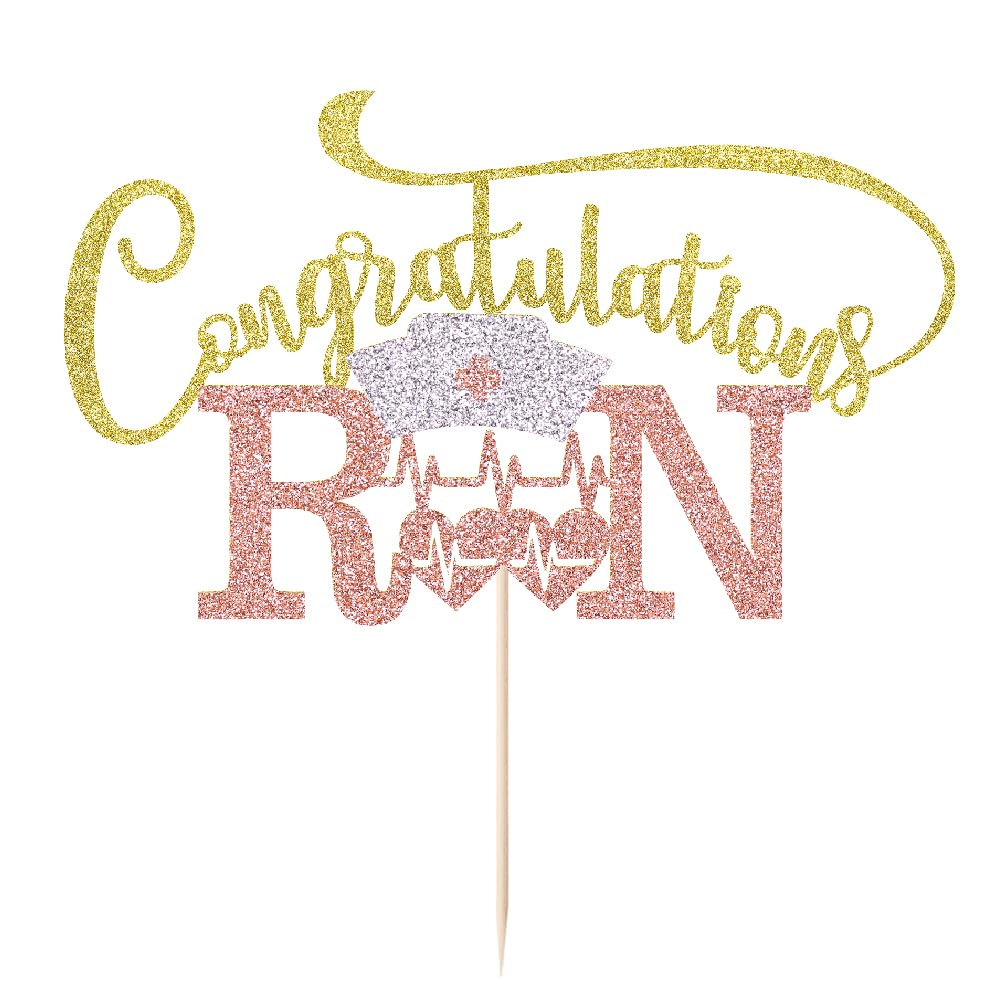 Congratulations RN Cake Topper -Congrats Nurse/BSN Cake Decor,Congratulations High School/College Graduation,Medical School Graduation Party