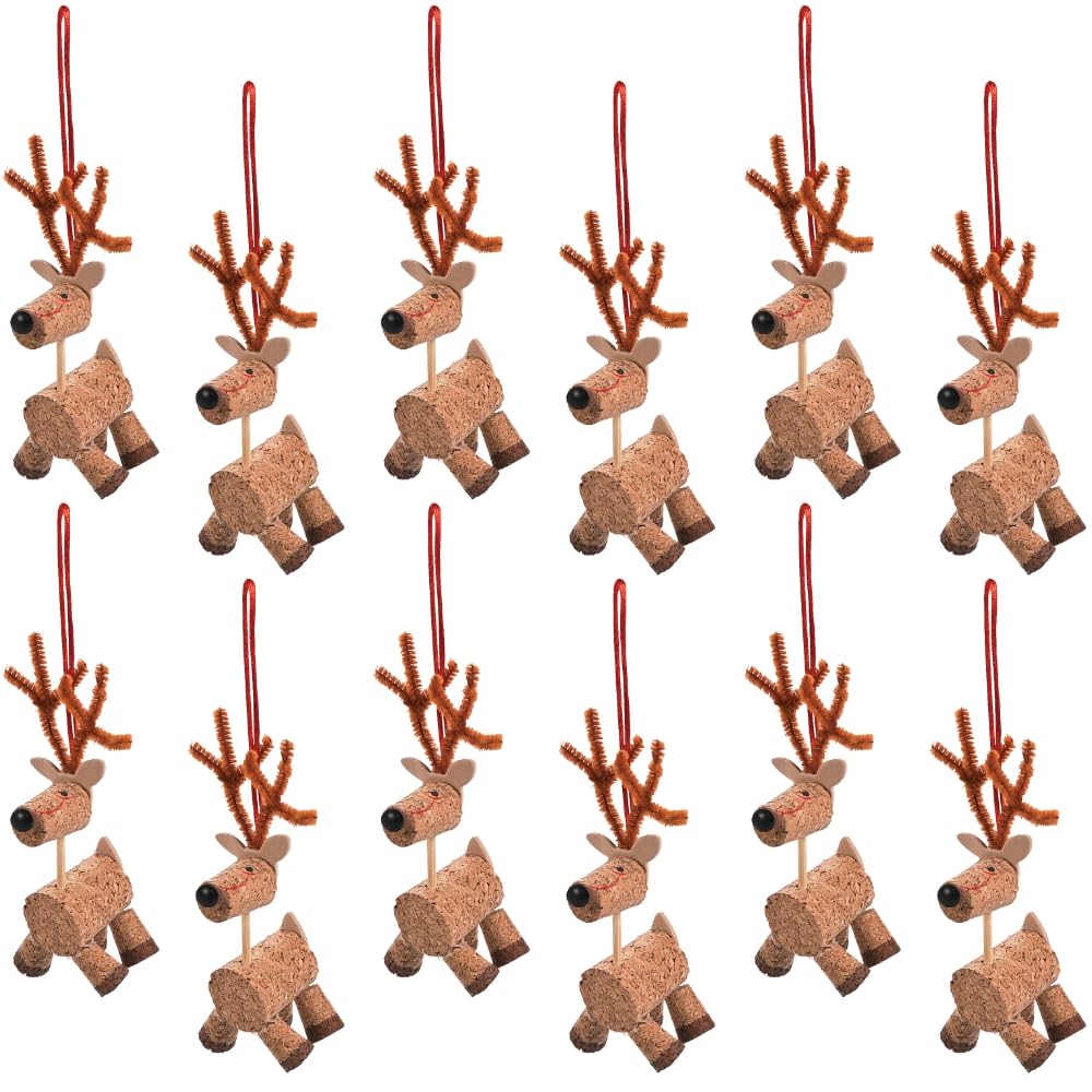 Fun Express Cork Reindeer Christmas Ornament Craft Kits - Makes 12 DIY Christmas Ornaments for Kids Holiday Crafts & Activities | Easy Christmas Craft