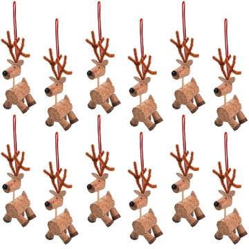 Fun Express Cork Reindeer Christmas Ornament Craft Kits - Makes 12 DIY Christmas Ornaments for Kids Holiday Crafts & Activities | Easy Christmas Craft