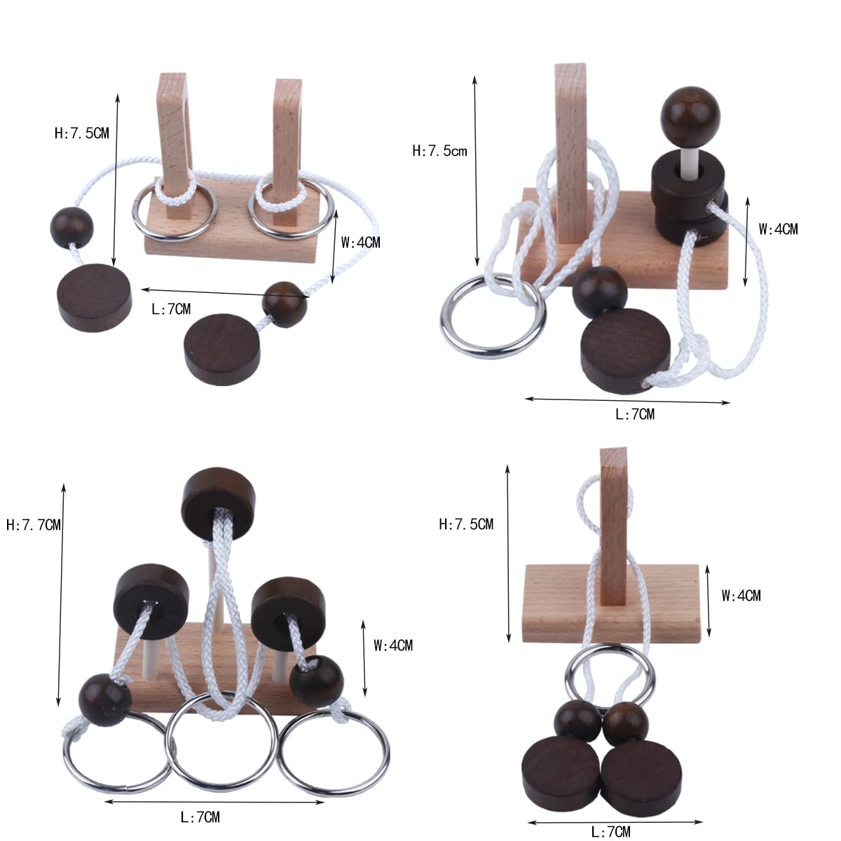 Brain Teaser Puzzle Wooden Threading Rope Loop Puzzle Luban Lock Brain Teaser Game Adult Kids Toy Puzzles for Adults (16)
