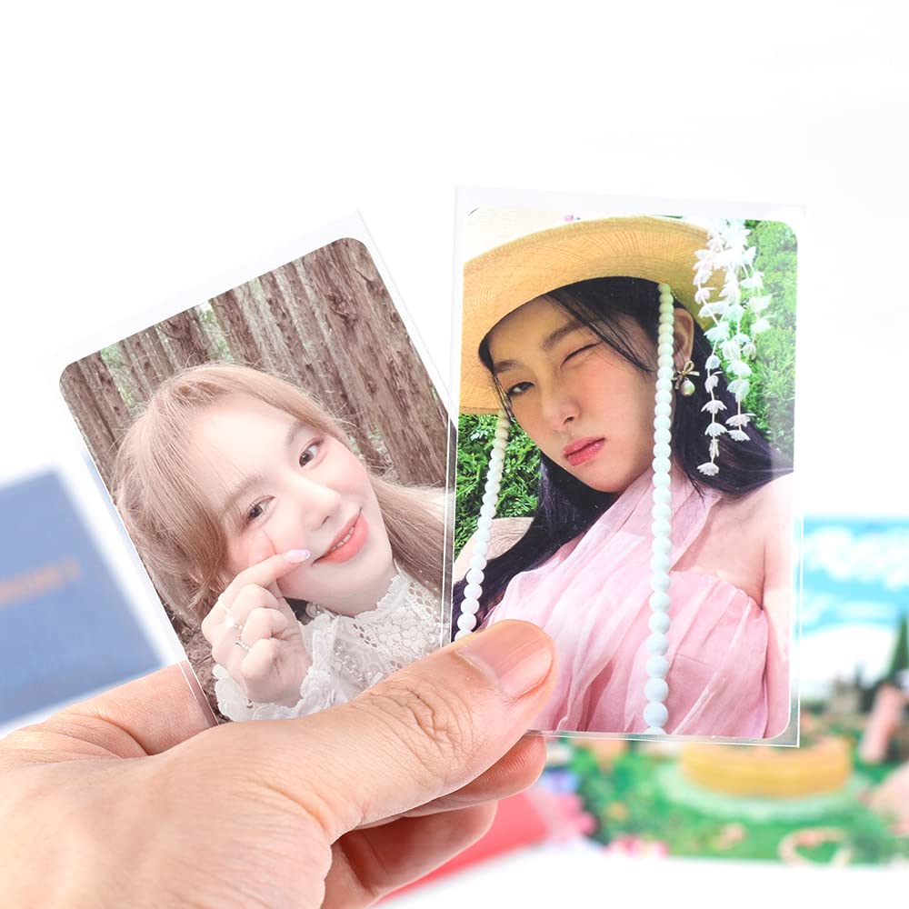 Baskiss 100 Packs Photocard Sleeves, 58 x 89 mm Thick 200 Microns Idol Card Protector Trading Shield for 3 inch Polaroid Kpop Album MD Photo