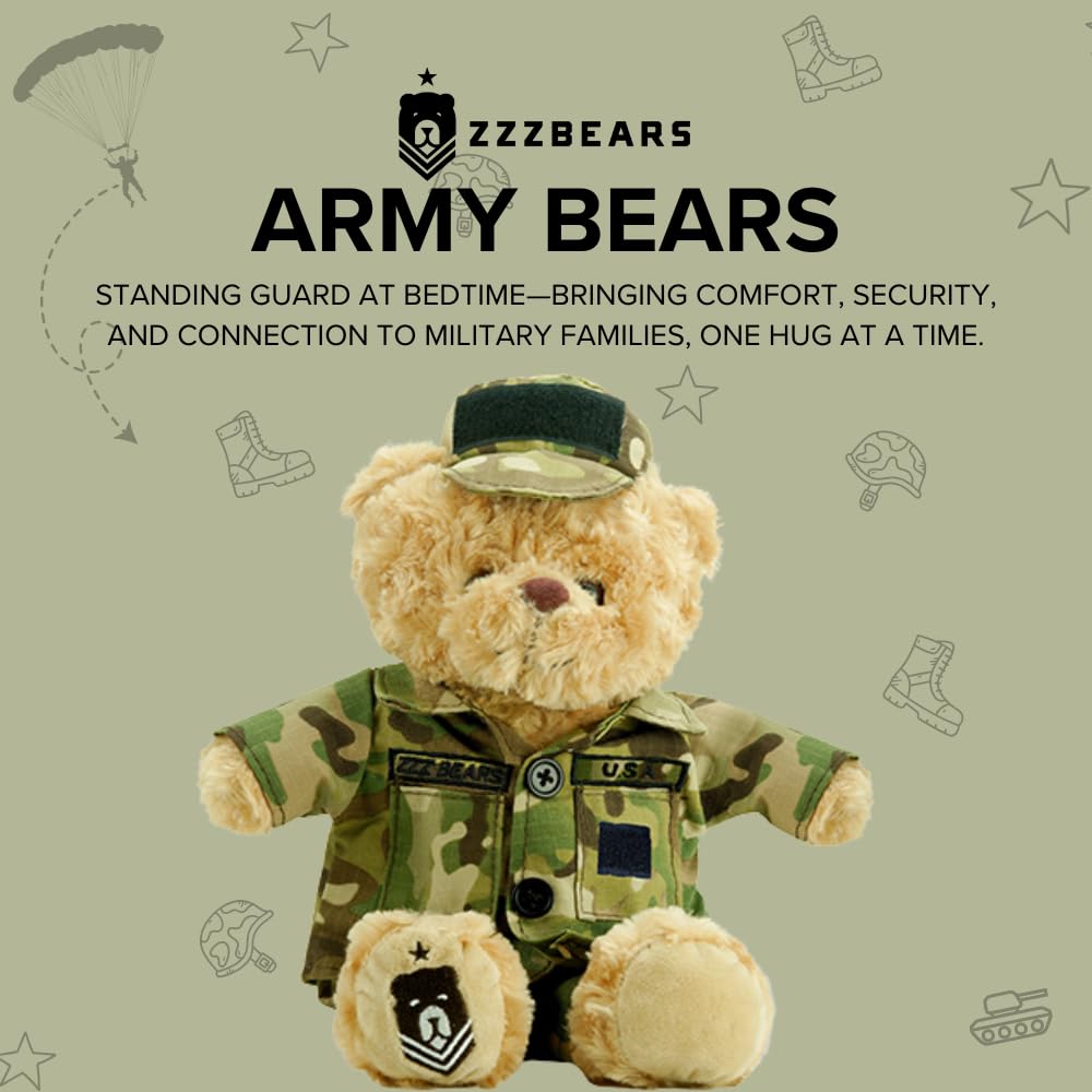 ZZZ Bears SGT Sleeptight Army Teddy Bear with Storybook & Sleep System, Comforting Gift for Army Kids, Helps with Bedtime Routine, Deployment