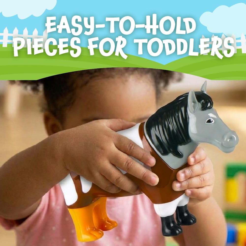 POPULAR PLAYTHINGS Magnetic Animals for Toddlers 1-3, Mix or Match Animal Toys, Set of 4 Gift for Kids - Farm Animals
