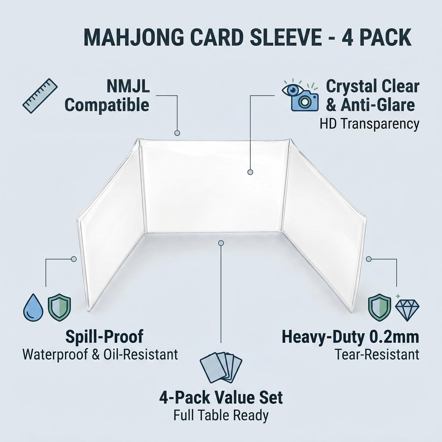 Yinwongee Mahjong Card Sleeve Holder, 2026 Clear Mahjong Card Protector for Large Print Scorecard, Fit NMJL 6 1/8" x 4 3/4" National Mah Jongg League