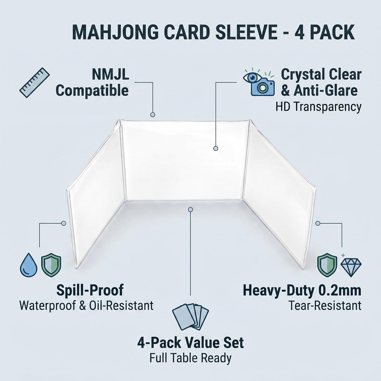 Yinwongee Mahjong Card Sleeve Holder, 2026 Clear Mahjong Card Protector for Large Print Scorecard, Fit NMJL 6 1/8" x 4 3/4" National Mah Jongg League