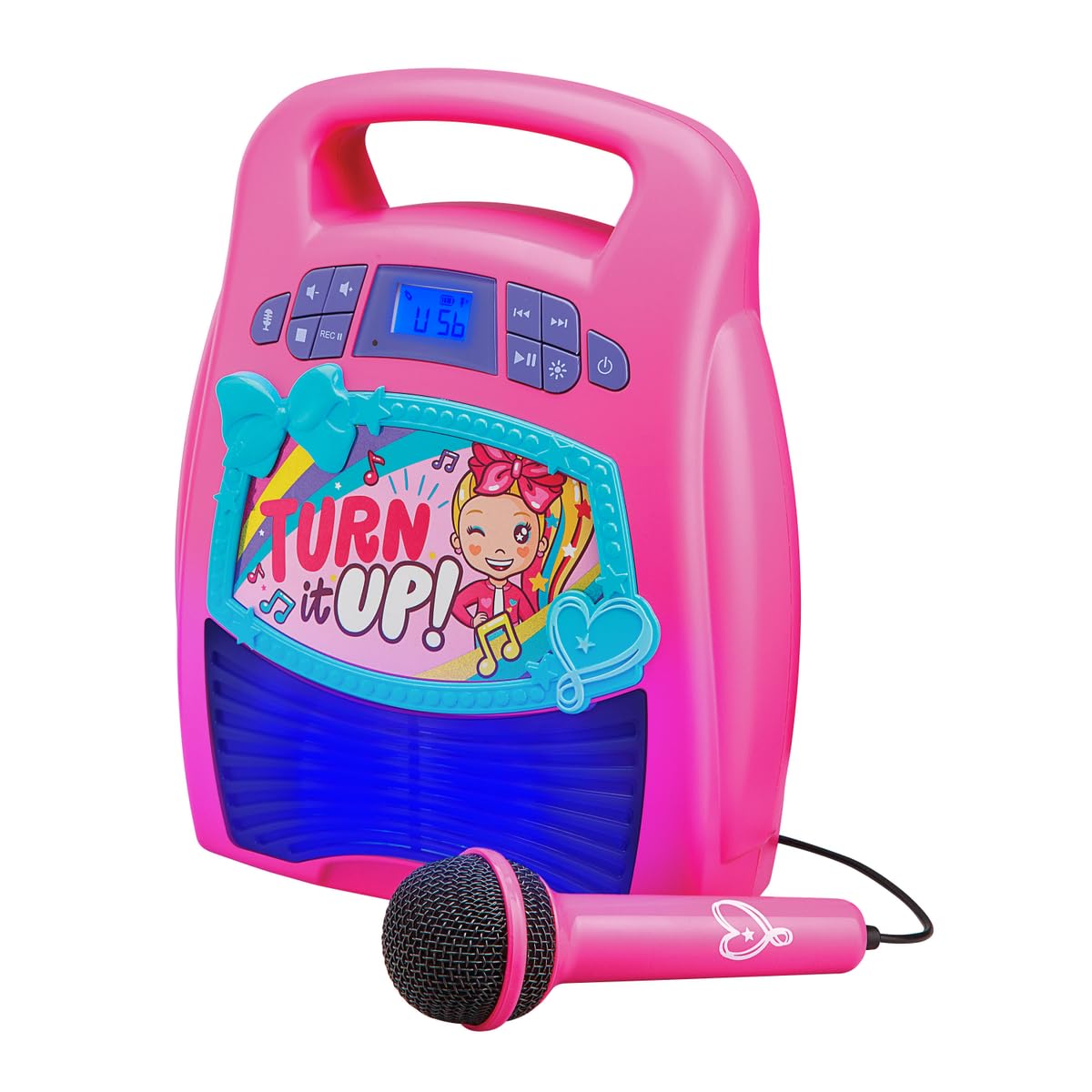 ekids JoJo Siwa Bluetooth Karaoke Machine, Portable Bluetooth Party Speaker with Microphone for Kids, Speaker with USB Port to Play Music