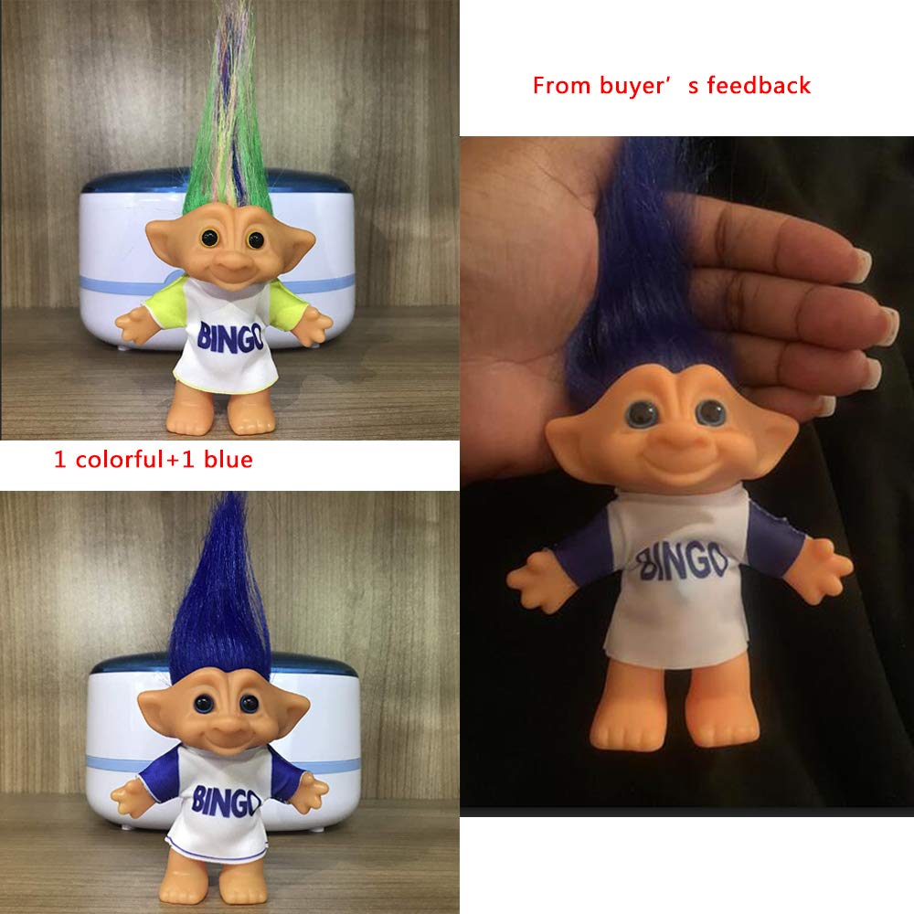 Yintlilocn 2pcs 3.9" Vintage Troll Dolls Set,Lucky Trolls Dolls