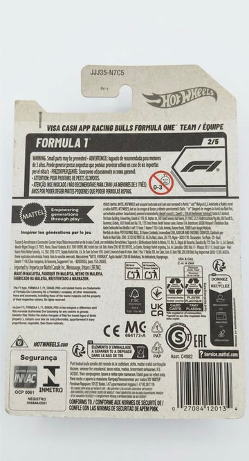 Hot Wheels Racing Bulls Formula One Team [White] F1 2/5, 68/250, 1:64 Scale Diecast Toy Vehicle