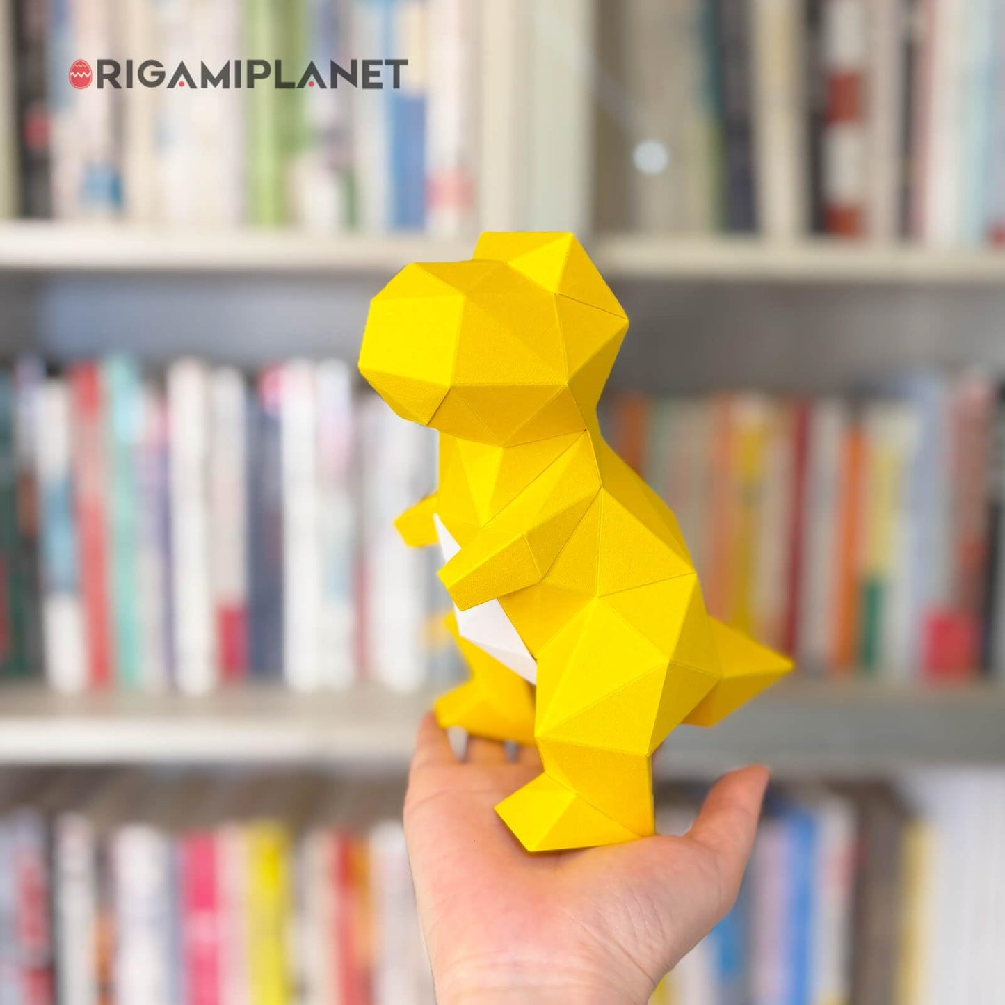 ORIGAMIPLANET 3D Dinosaur Origami Paper Craft Kit, T-Rex Cute DIY Pre-Cut 3D Papercraft for Teens & Adults, Creative Handmade Animal Figurine Paper