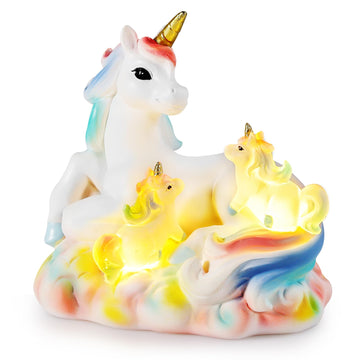 Unicorn Gifts Toys for Girls,Lighted Unicorn Figurine Miniature Resin,Christmas Toys Christmas Stocking Stuffers Kids,Garden Accessories Unicorn Party