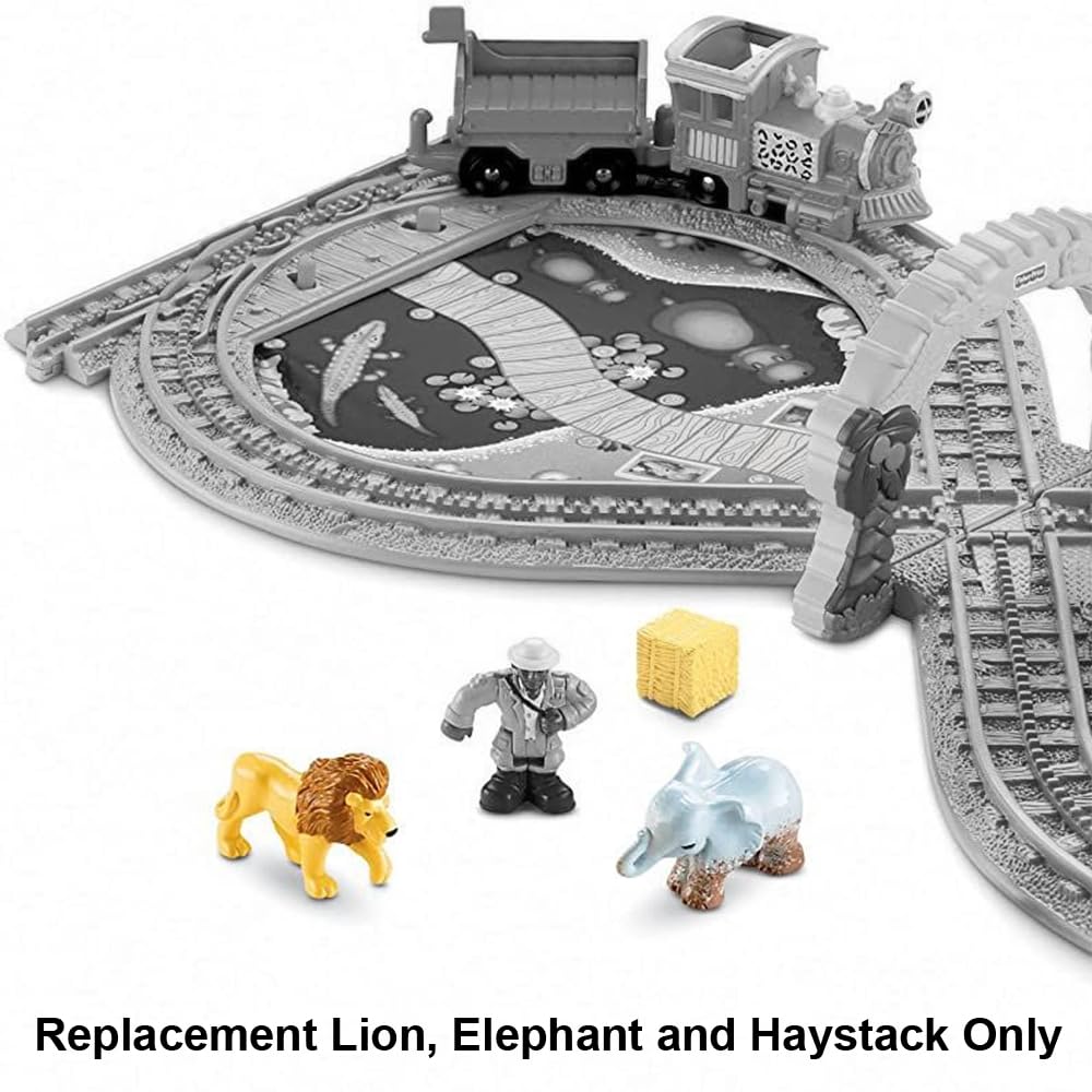 Fisher-Price Replacement Parts GeoTrax On The Go Zoo Playset N4799 - Replacement Lion, Elephant and Haystack Figures