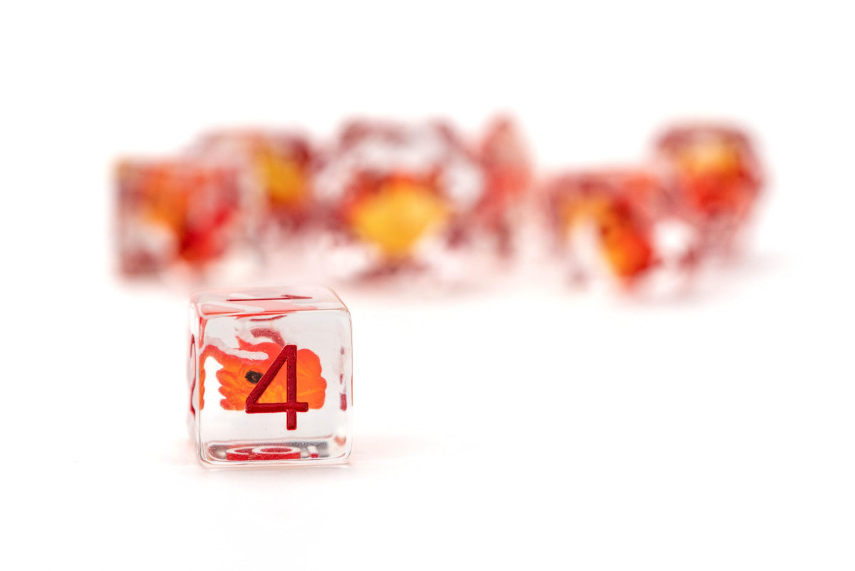 FanRoll Dragon StormTM Inclusion Resin Dice Set: Red Dragon