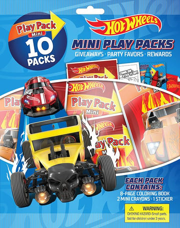 Hot Wheels Play Packs | Race Car Party Favors | Hot Wheels Party Favors | 10 Play Packs | Hot Wheels Coloring Pad, 2 Mini Crayons, and Sticker |