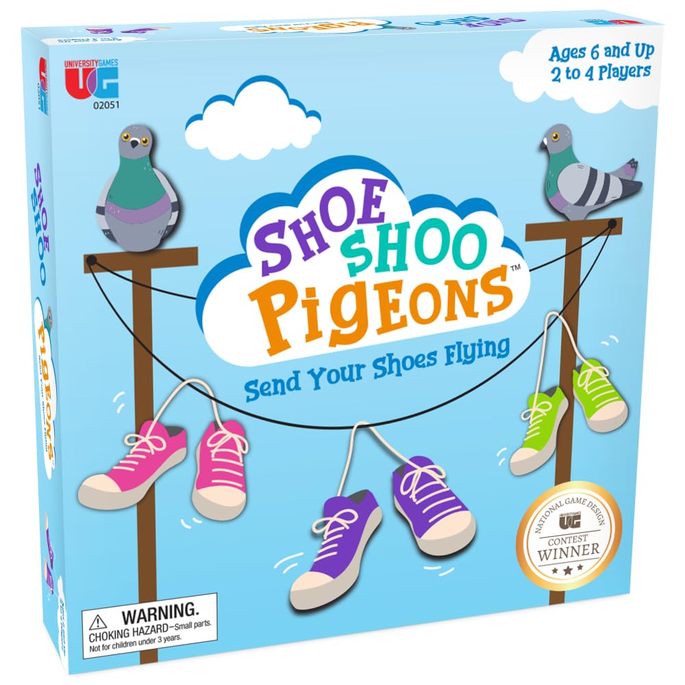 University Games, Shoe Shoo Pigeons! Game, Send Your Shoes Flying! A Fun Board Game for Ages 6+