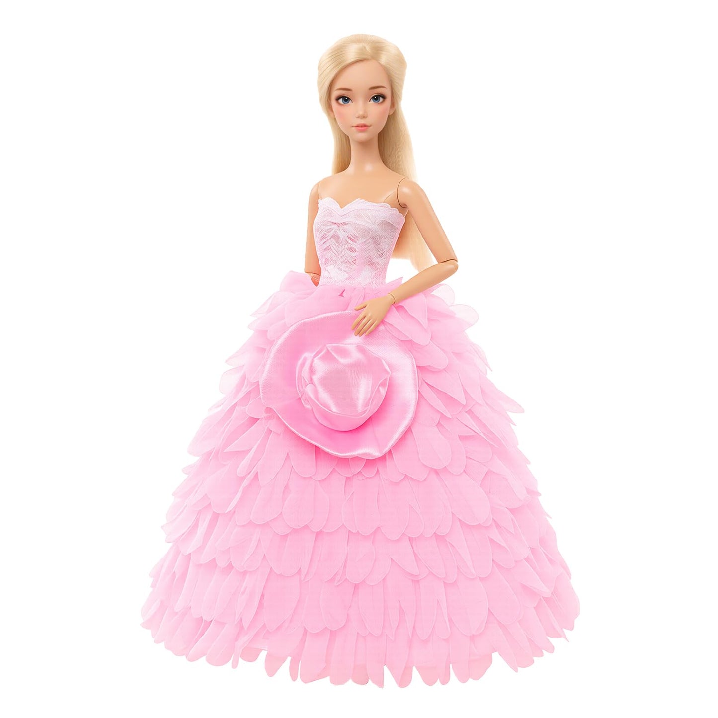 BARWA White Wedding Dress with Veil and Princess Evening Party Clothes Wears Gown Dress Outfit with Hat for 11.5 Inch Girl Doll