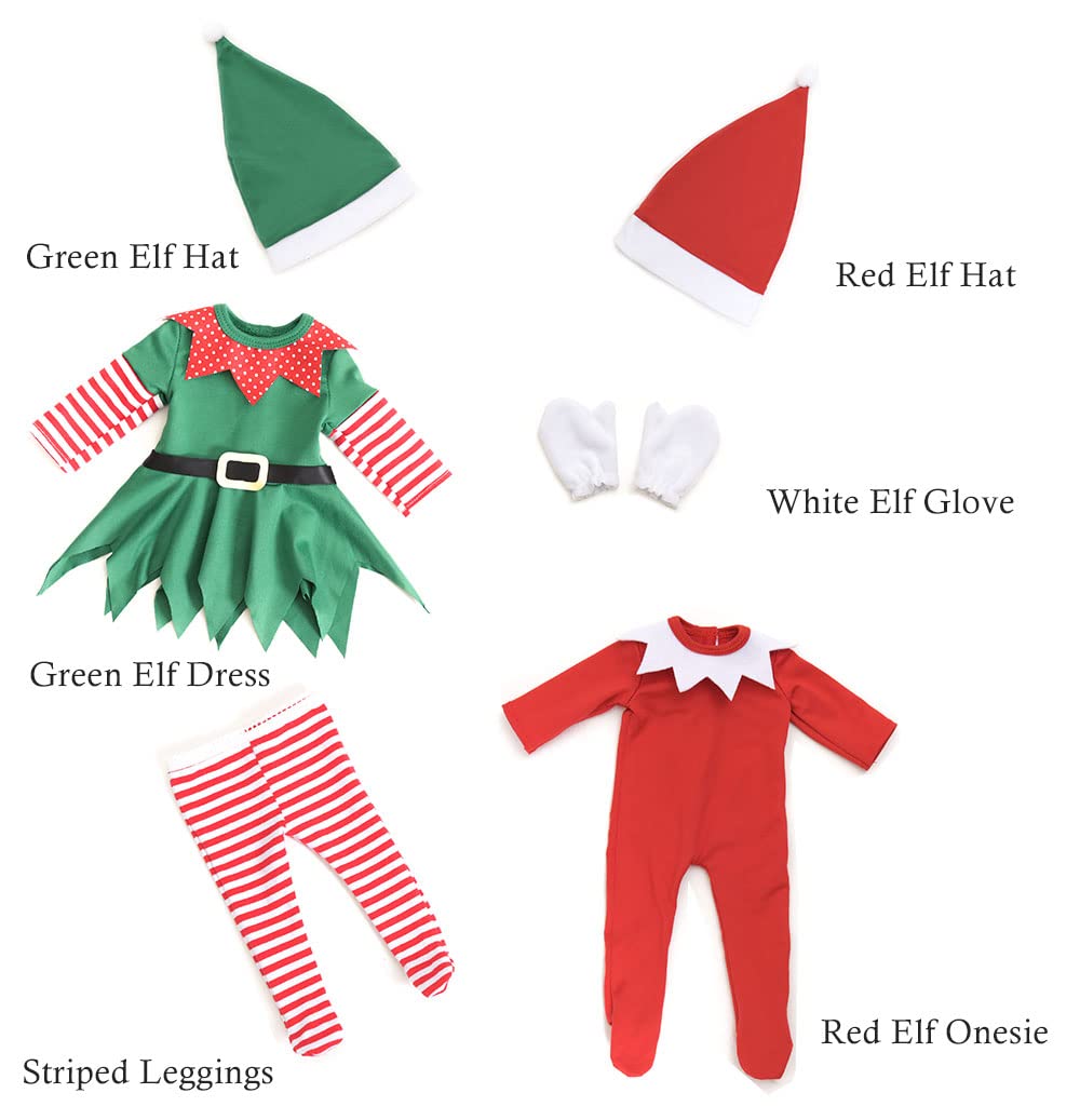 sweet dolly 18 inch Christmas Doll Clothes, 18 inch Christmas Elf Clothing Costume Santa's Little Helper Outfit for 18 inch Doll