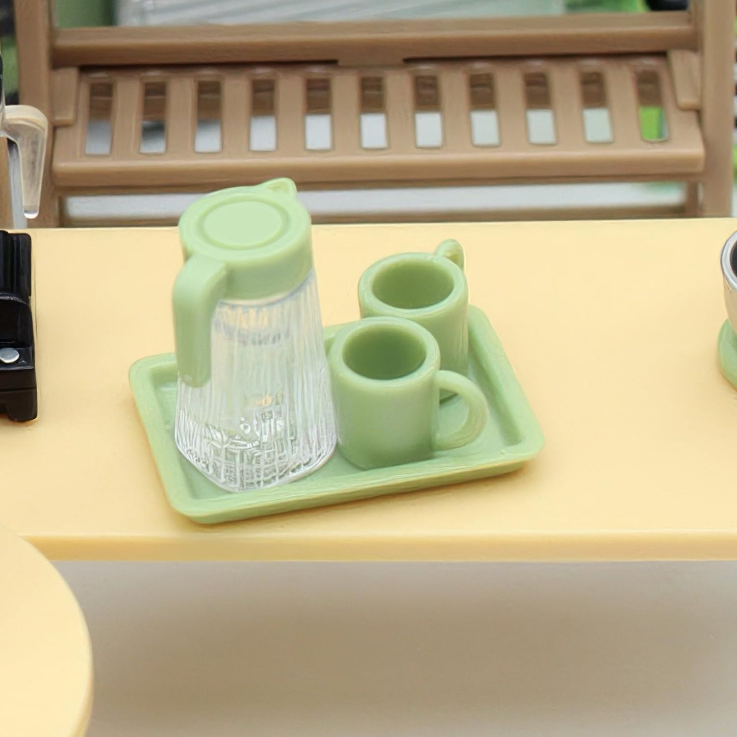 Miniature Dollhouse Food & Drink Set (4pcs): Cute Juice Bottles, Cup, Dish | Dollhouse Miniatures Decor