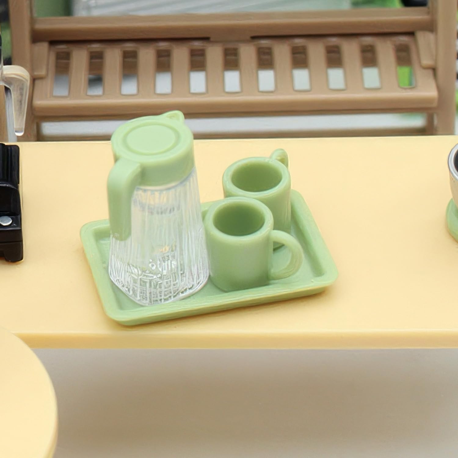 Miniature Dollhouse Food & Drink Set (4pcs): Cute Juice Bottles, Cup, Dish | Dollhouse Miniatures Decor
